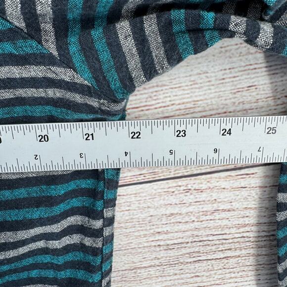 Levi's Linen Blend‎ Striped Button Down Shirt Men's Size Large Green/Blue/Black - Picture 12 of 13